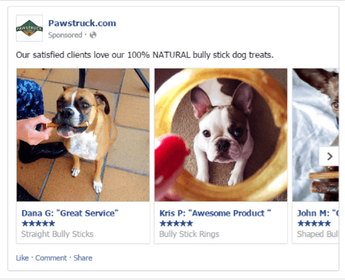 You can incorporate customer reviews in your Facebook ads.