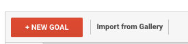In Google Analytics, click the red New Goal button to start setting up a goal to track the ROI for your Facebook ad.