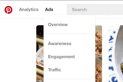 You can find the Pinterest Ads section in the top-left navigation bar.