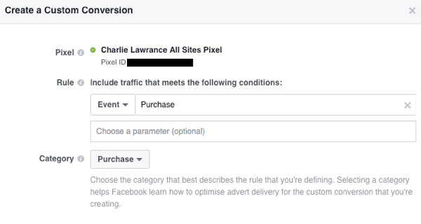 Add custom parameters to your conversion rule.