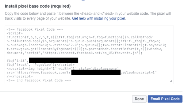Make sure you have the Facebook pixel base code installed on your site.