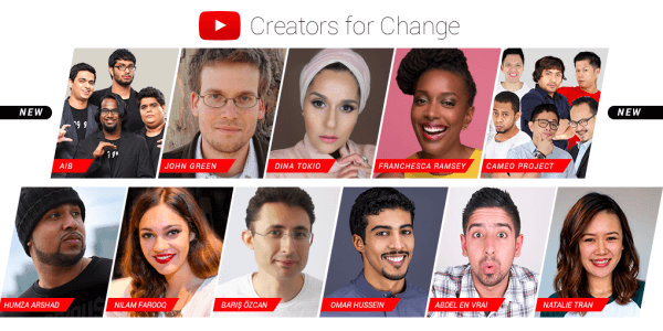 YouTube introduces new Creators for Change ambassadors and resources.