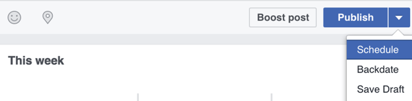 Use Facebook's native post scheduling system to choose an optimal time to post.