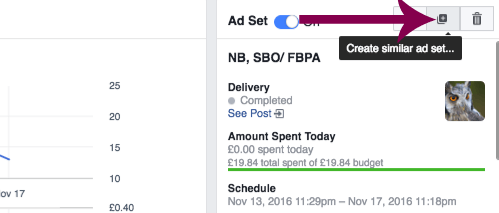 Duplicate a Facebook ad set in Ads Manager.
