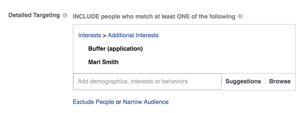 Set up specific targeting options in Facebook Ads Manager.
