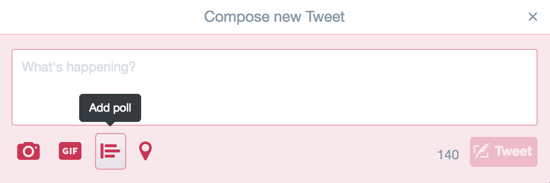 Click the Add Poll icon when you compose a new tweet.