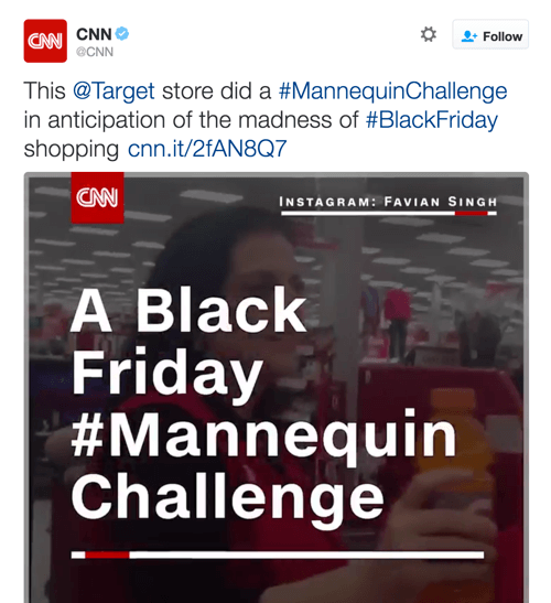 CNN shared Target's video, which capitalized on two Twitter trends.