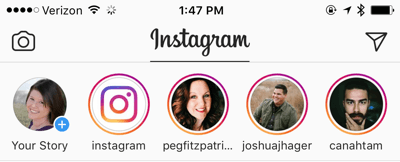 Click the Your Story profile photo to start an Instagram story.