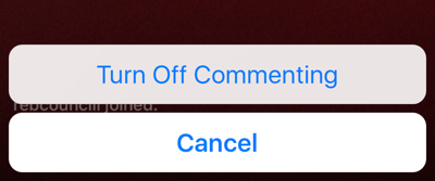 Click the three dots icon to turn off commenting for your live broadcast.