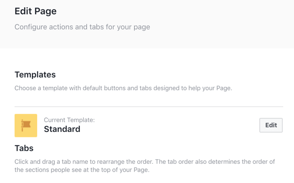 Click the Edit button next to Templates to see your Facebook template options.
