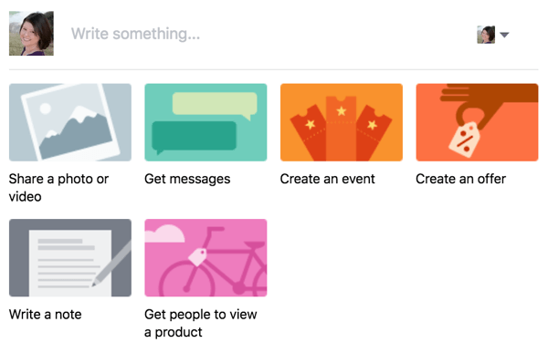 These are the new Facebook page posting options.