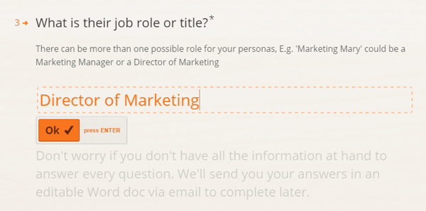 Answer the questions as directed to build your buyer persona.