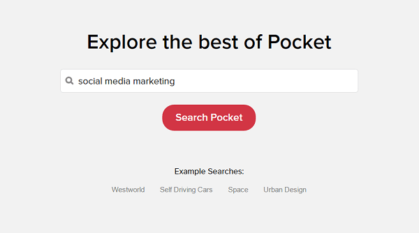 Pocket Explore suggests content based on your interests.