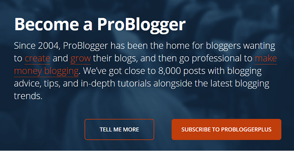 ProBlogger's home page is different for new visitors to the website.