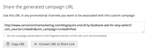 Add new parameters to your URL depending on where you plan to share it.