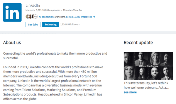 Check your image, About Us, and updates on your LinkedIn company page.