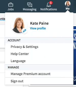 Click the Me icon to edit your profile and privacy settings.