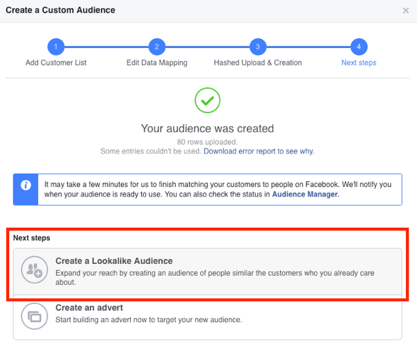 Click Create a Lookalike Audience.