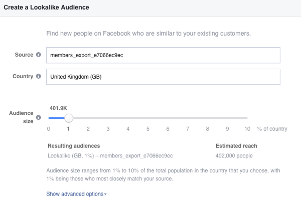 Create a Facebook lookalike audience from your email list.