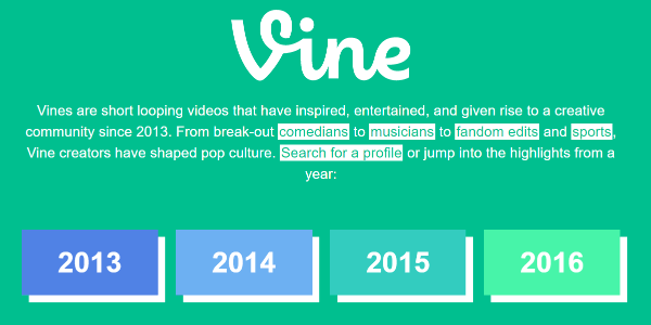 Twitter quietly rolled out a Vine Archive from 2013 through 2016 on the Vine site.