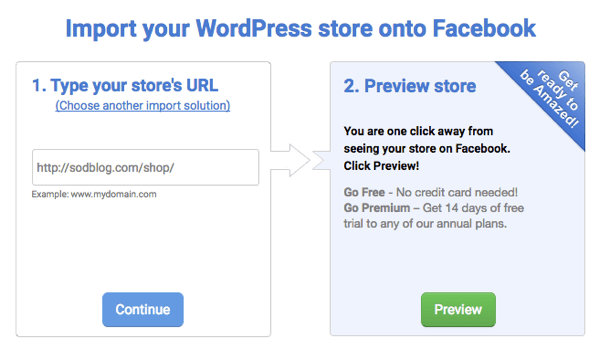 Type in your ecommerce page's URL to connect your shop to Facebook.