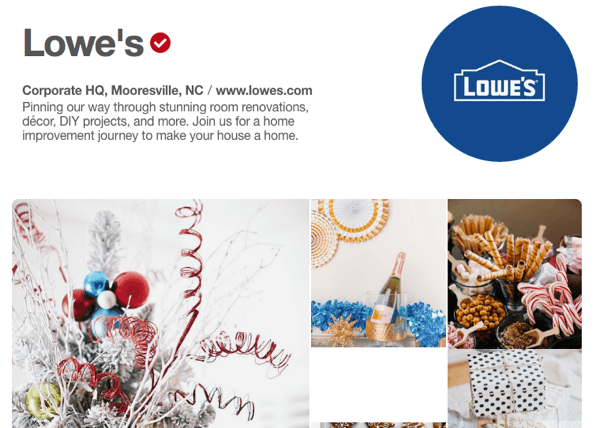 Lowe's has an exemplary Pinterest showcase that features both promotional and helpful material.