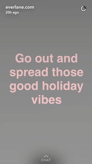 Everlane urged their Snapchat followers to spread good vibes at the end of their