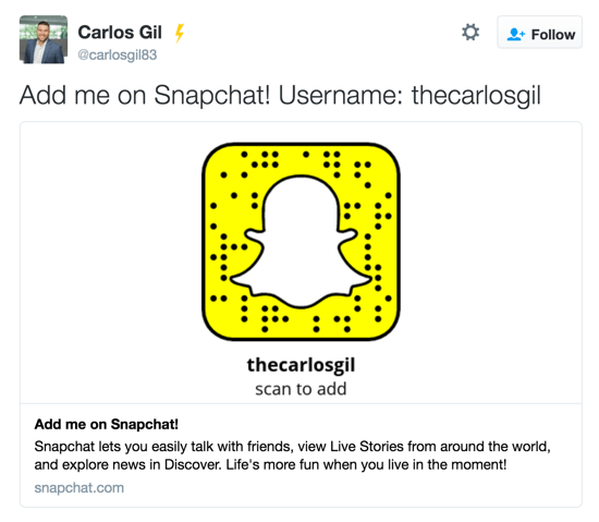 Share your snapcode on all of your social channels.