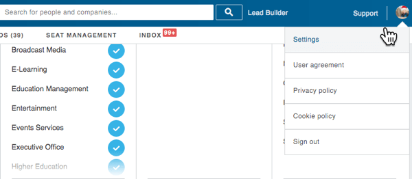 Go to Settings in LinkedIn Sales Navigator.