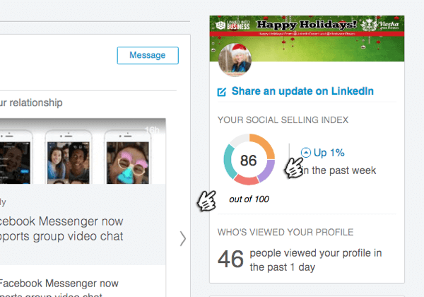 The Social Sales Index gauges how you're doing on Sales Navigator and suggests ways you can improve.