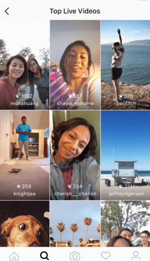 If there are enough live videos happening at once, Instagram will have a section of 