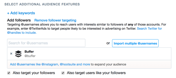 You can target your ad to the followers of another Twitter account.