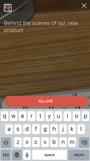 Tap Go Live to start broadcasting on Twitter.
