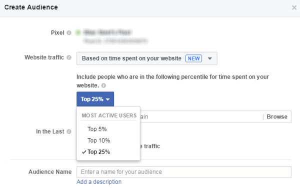 Create a Facebook custom audience of people who spend the most time on your website.