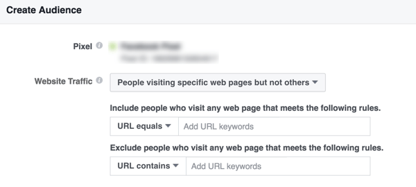 Build a Facebook custom audience of people who visit specific pages of your site.