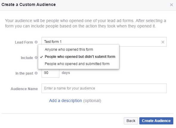 Erstellen Sie eine benutzerdefinierte Zielgruppe im Facebook Audience Manager.