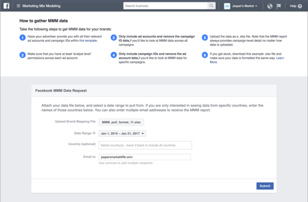 Facebook announced the launch of a new marketing mix modeling portal designed to help marketers see how their Facebook ads perform, in comparison with other platforms, like TV or print.