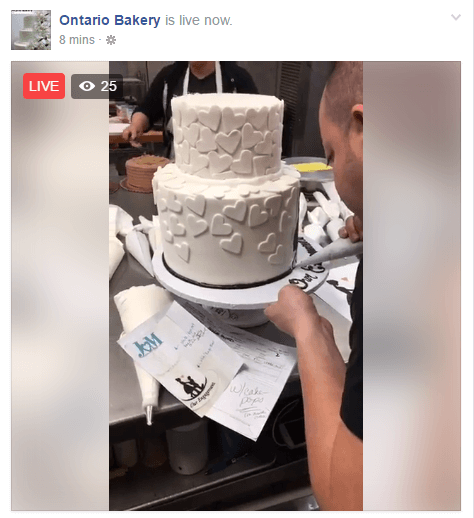 This live broadcast lets viewers see how the bakery decorates wedding cakes.