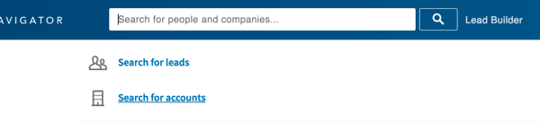 Click in the LinkedIn search box and then click Search for Accounts.