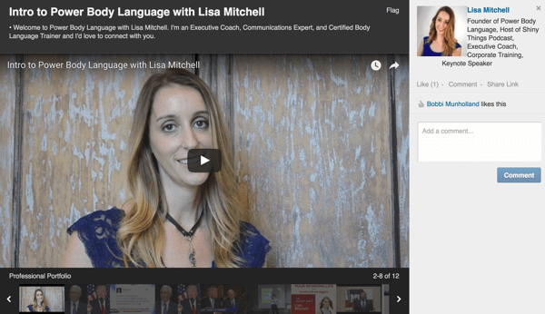 When you click to watch a video on a LinkedIn profile, it shows up in full-screen view.