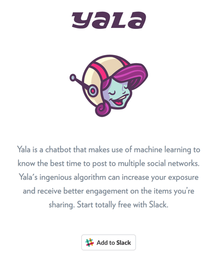 Click Add to Slack to install the Yala integration.