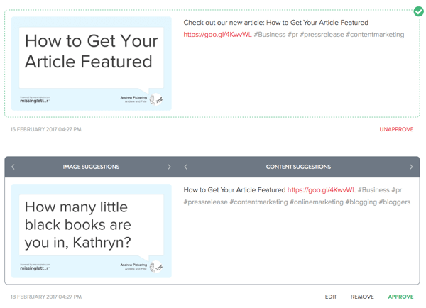 After MissingLettr creates tweets about your blog post, you can edit all of the tweets to your liking.