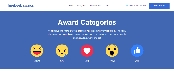 Facebook is now accepting submissions for the 2017 Facebook Awards, which honors the best campaigns on Facebook and Instagram.