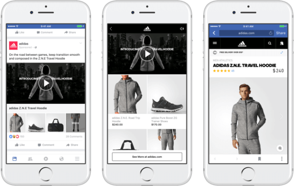 With Facebook's new collection ad format, brands can feature a primary video or image that lead to an immersive, fast-loading shopping experience on Facebook.