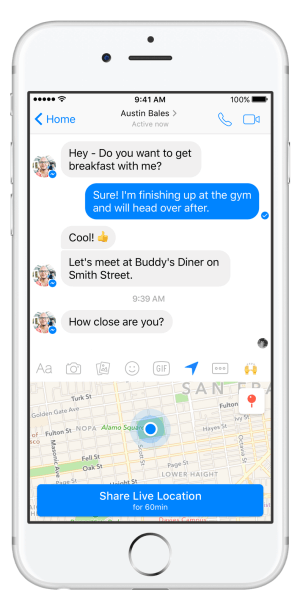 Facebook Messenger introduces Live Location feature.