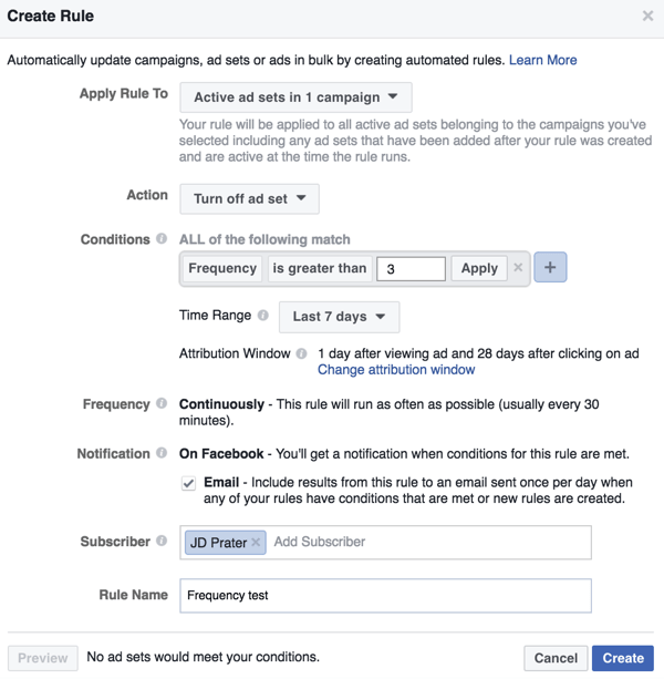 Set up a Facebook automated rule in Power Editor.