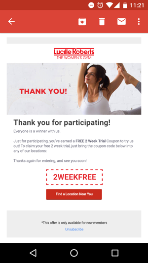 Send a follow-up email with a coupon to encourage contest entrants to become customers.