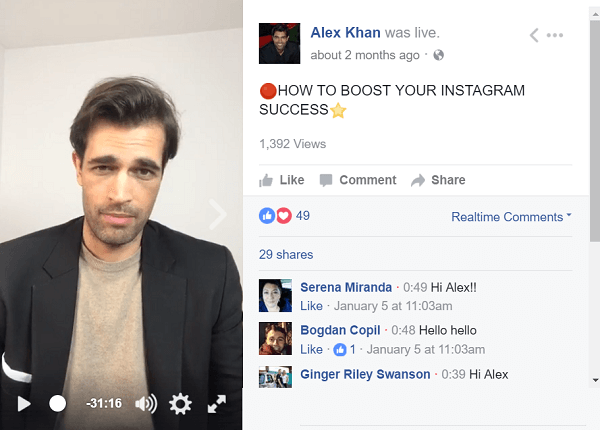 Engagement is especially important in Facebook and Instagram Live videos.