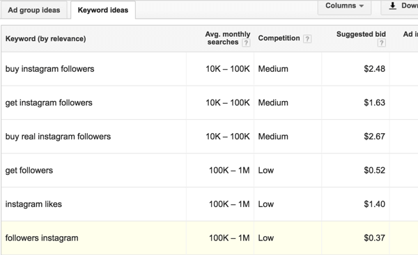 Get more keyword ideas in your Keyword Planner search results.