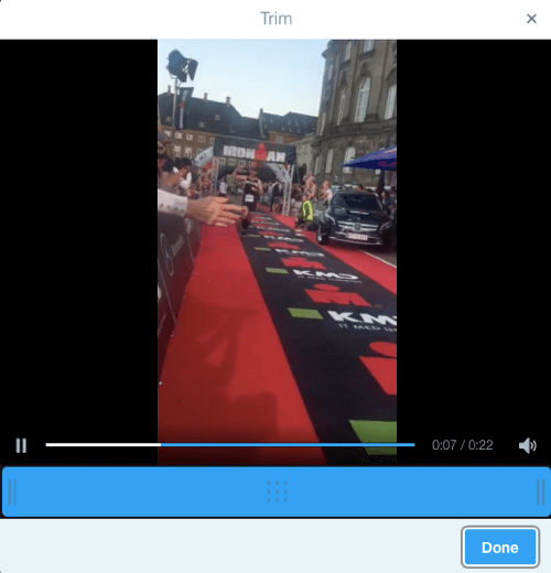 Trim your video length to upload it to Twitter on desktop.